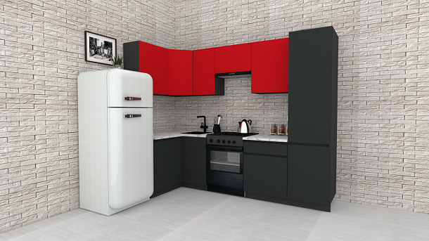 Эко-7 1.2x2.6 левая (красный чили/антрацит/ст.мрамор итальянский)