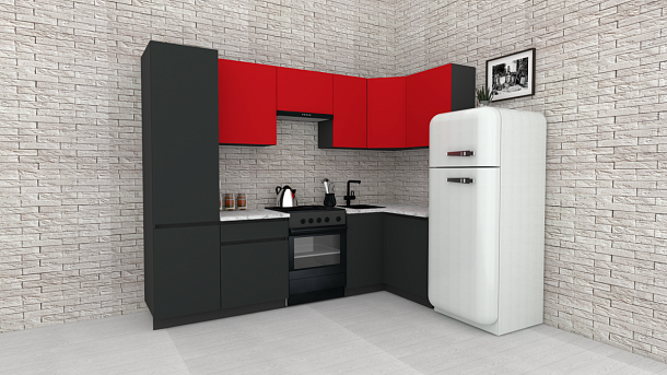 Эко-7 1.2x2.6 правая (красный чили/антрацит/ст.мрамор итальянский)